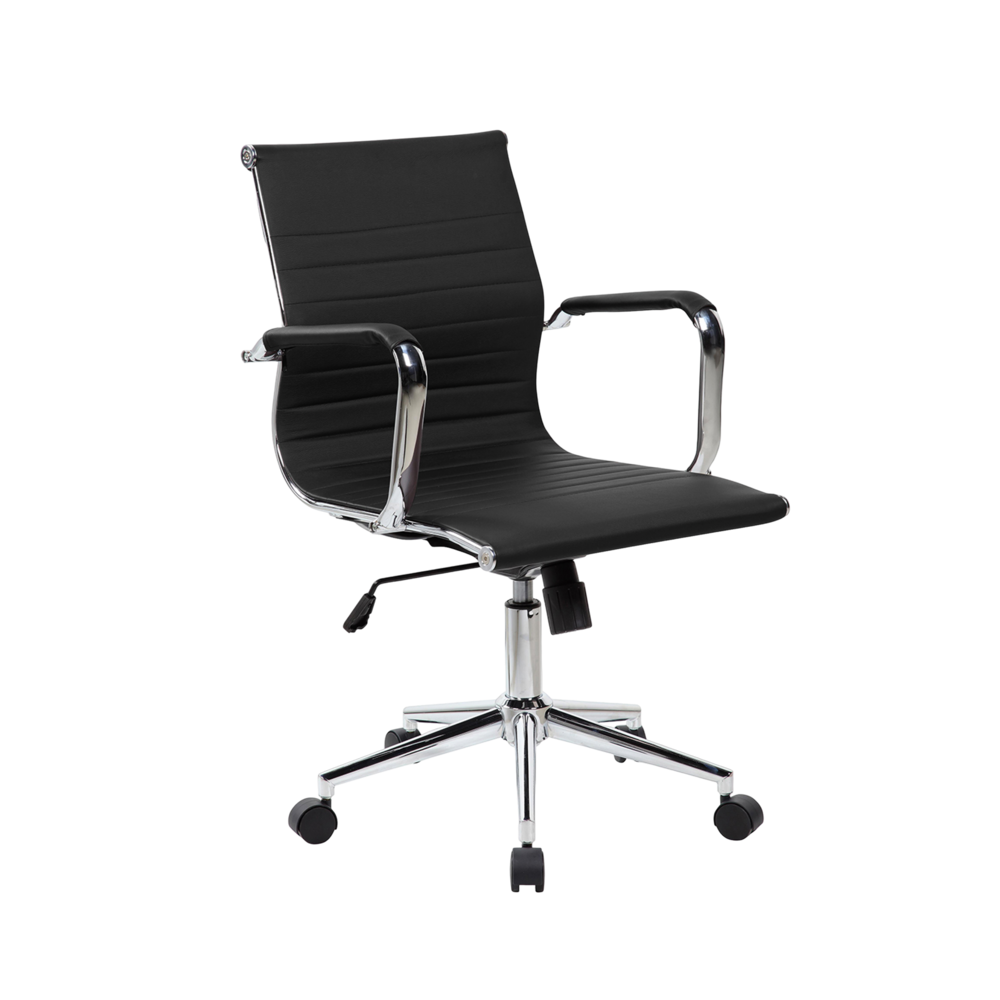 Modern Mid-Back Executive Office Chair – Black PU Leather Desk Chair_4Dock